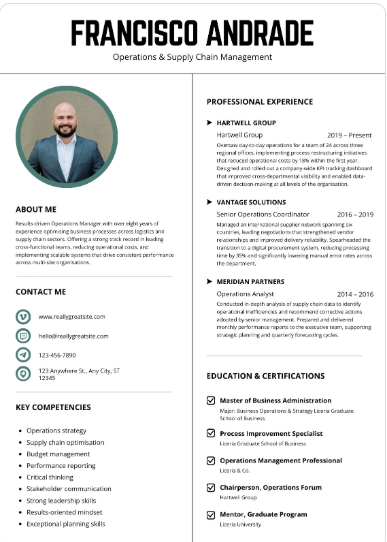 Professional CV Sample 71